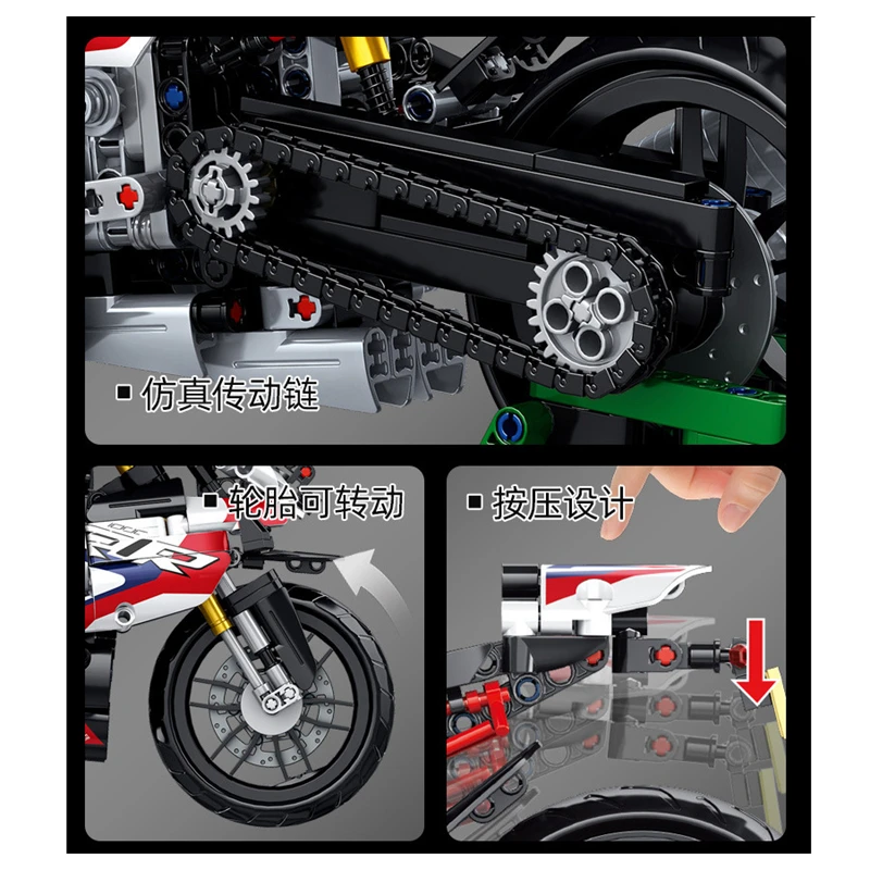 Set di blocchi di costruzione per moto retrò 1:8 Kit di costruzione di modelli di moto Set di giocattoli per mattoni di locomotiva per adulti