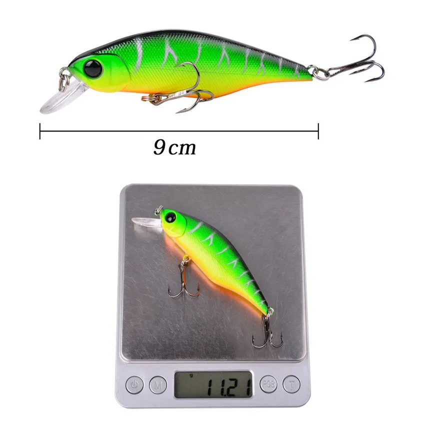 1 sztuk wysokiej jakości Minnow przynęty 90mm 11g Crankbait Fishing Lure woblery 3D oczy sztuczne twarde pesca Bass Tackle — zdjęcie 3