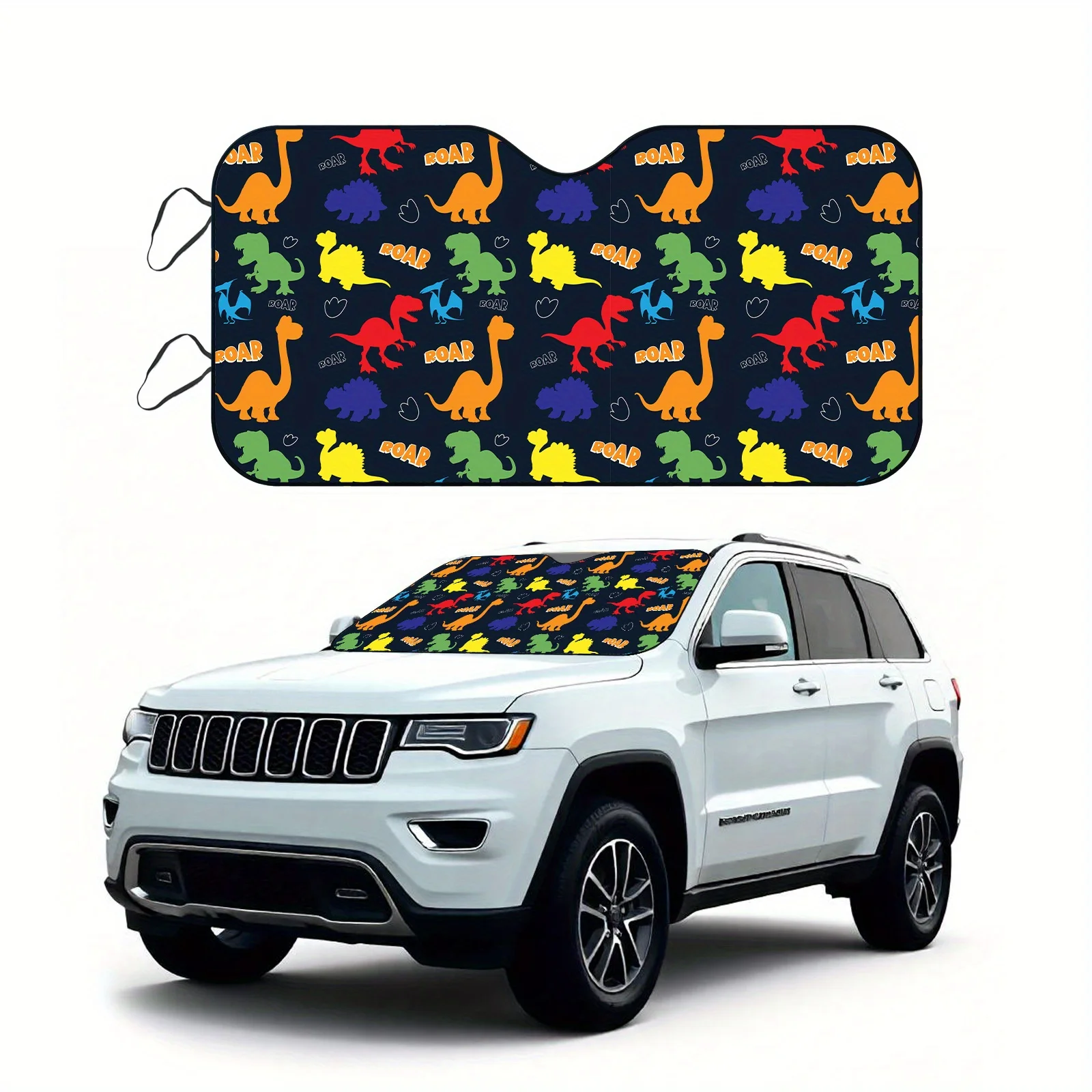 

Защита от солнца, 1 шт. Красочные динозавры, дизайн, солнцезащитный козырек для автомобиля, складной, простой в установке, универсальный, защита от ультрафиолета и тепло