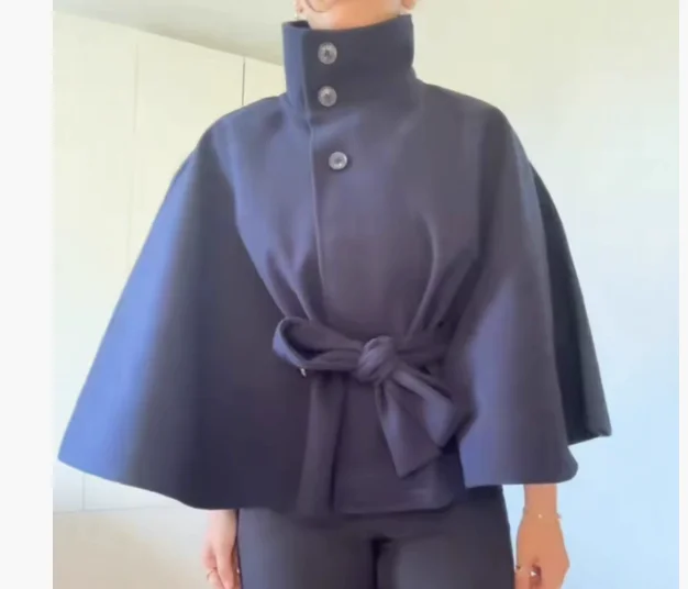 

Модная женская одежда, куртка с шалью с запахом, классический стиль, вырез с завязкой на высокой талии, куртка с запахом, новый сезон, осенне-зимняя куртка