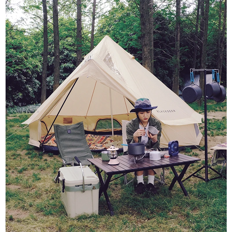 

Outdoor Oxford Cloth Four Seasons Bell Tent Luxury Camping Tent Waterproof Footprint Multi-person Family Yurt Tent