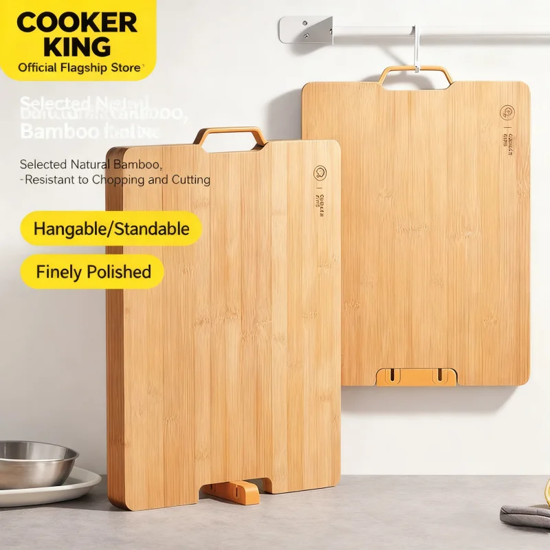 

COOKERKING Cutting board whole bamboo cutting board can stand up and anti-mildew with whetstone panel can stand up and whetstone