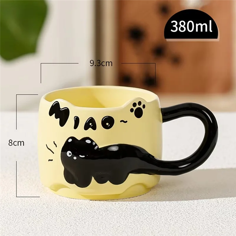 AB15-Vintage chat tasse 380Ml-mignon tasse à café empilée pour le petit déjeuner, utilisation dans le dortoir, verres à la maison, cadeau d'anniversaire idéal