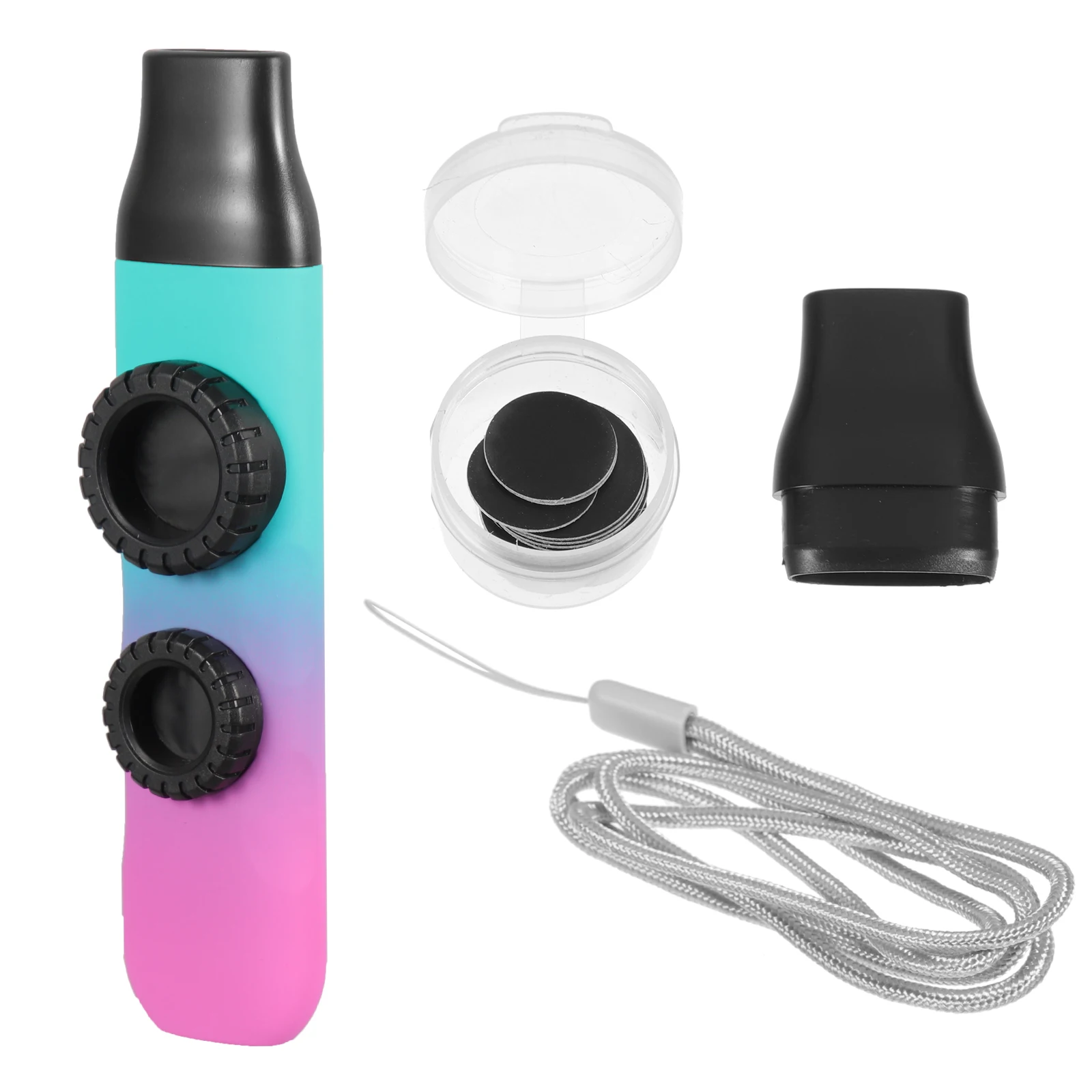 

1 Set Double Hole Kazoo Portable Kids Musical Instrument Bright Color Lightweight With Rope For Children Beginners