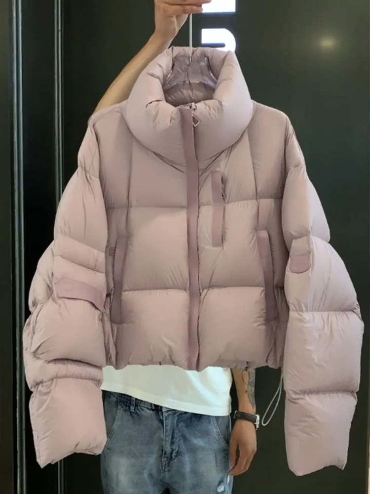 

Korean Sle ort Bread Sle Thi Warm Lotus Pink down Jaet Winter New Arrival Small Size Design Sense Commute Sle