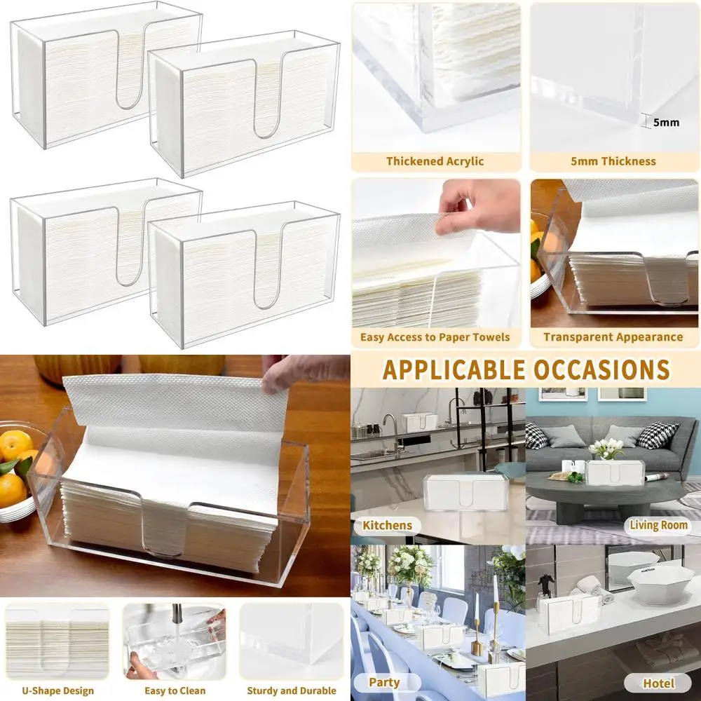 

Acrylic Countertop Paper Towel Dispenser for C-fold and Multi-fold Napkins, 5mm Thick, Stylish and Durable Towel Holder