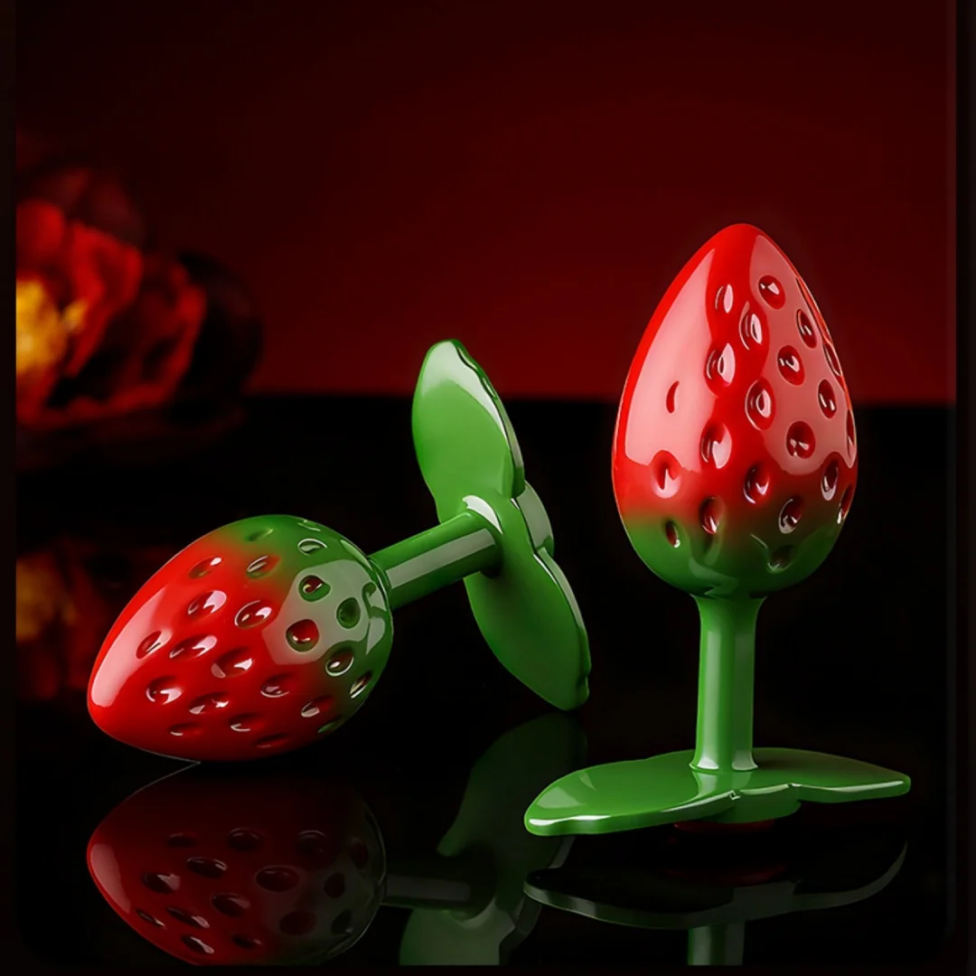 金属製のイチゴ型アナルプラグ-アルミ合金とアクリル製-リアルなアナルプラグ-gスポットディルド-大人用セックストイ-男性-女性-カップル-ゲイ向け