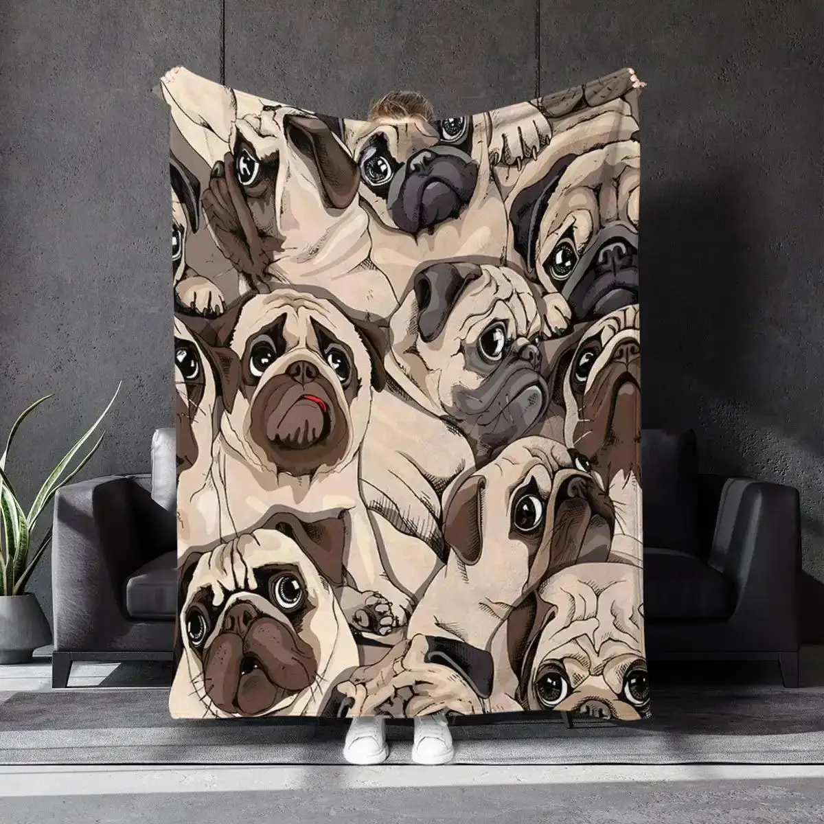 The Cute Parrot Dog Patterned Flannel Blanket Is Soft and Lightweight, Suitable for Use As A Blanket on Sofas and Beds.