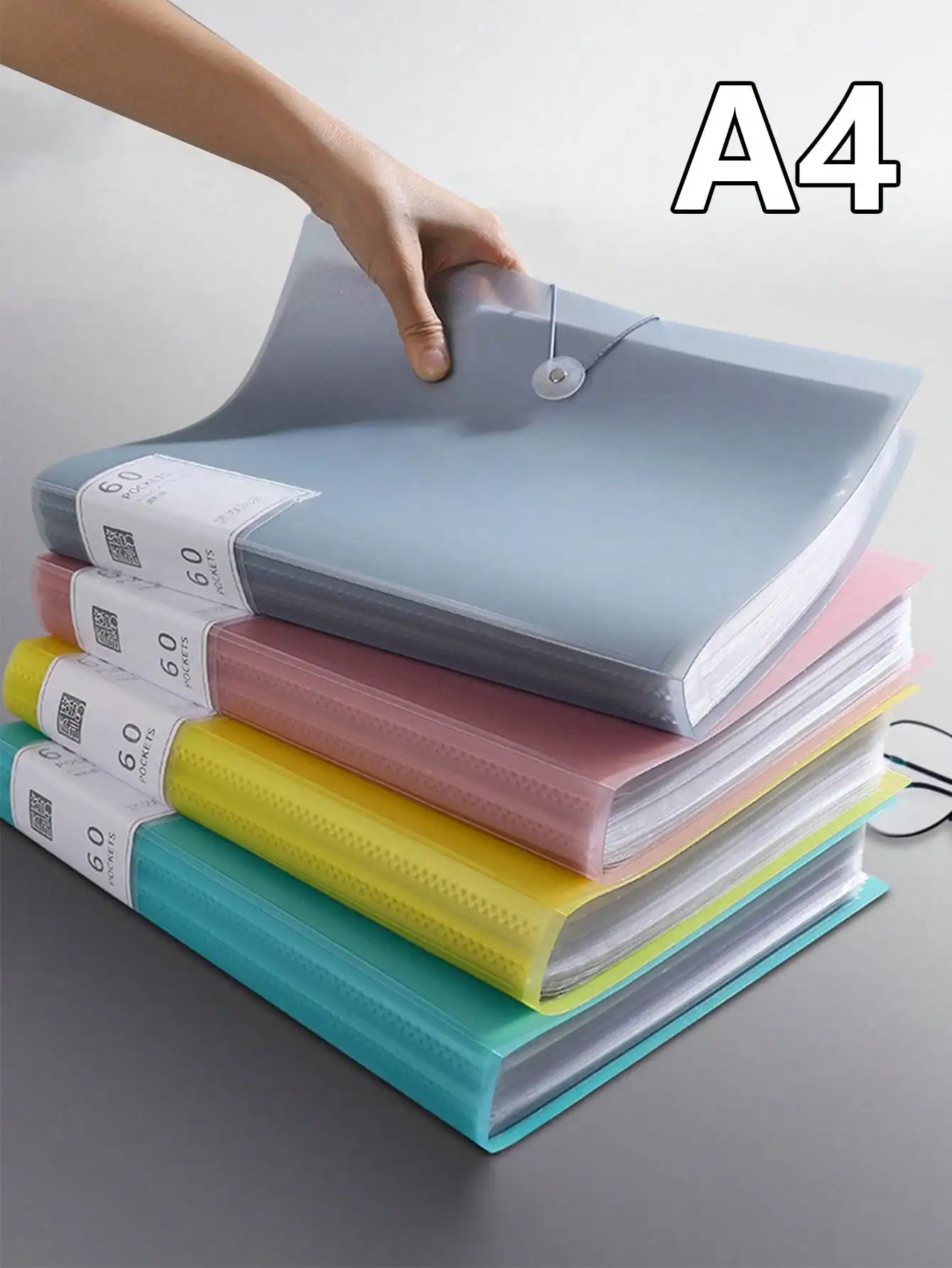 

Semi-Transparent File Folder – Snap Closure, Multi-Page Insert Sleeve, A4 Document Organizer for School