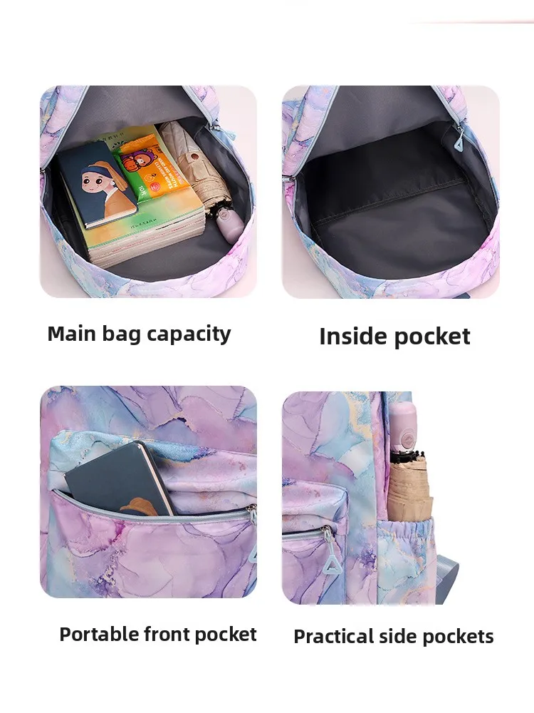 Kochou Shinobu Print School Backpack Set with Lunch Bag Pencil Case for Girls Kids Student Bookbag