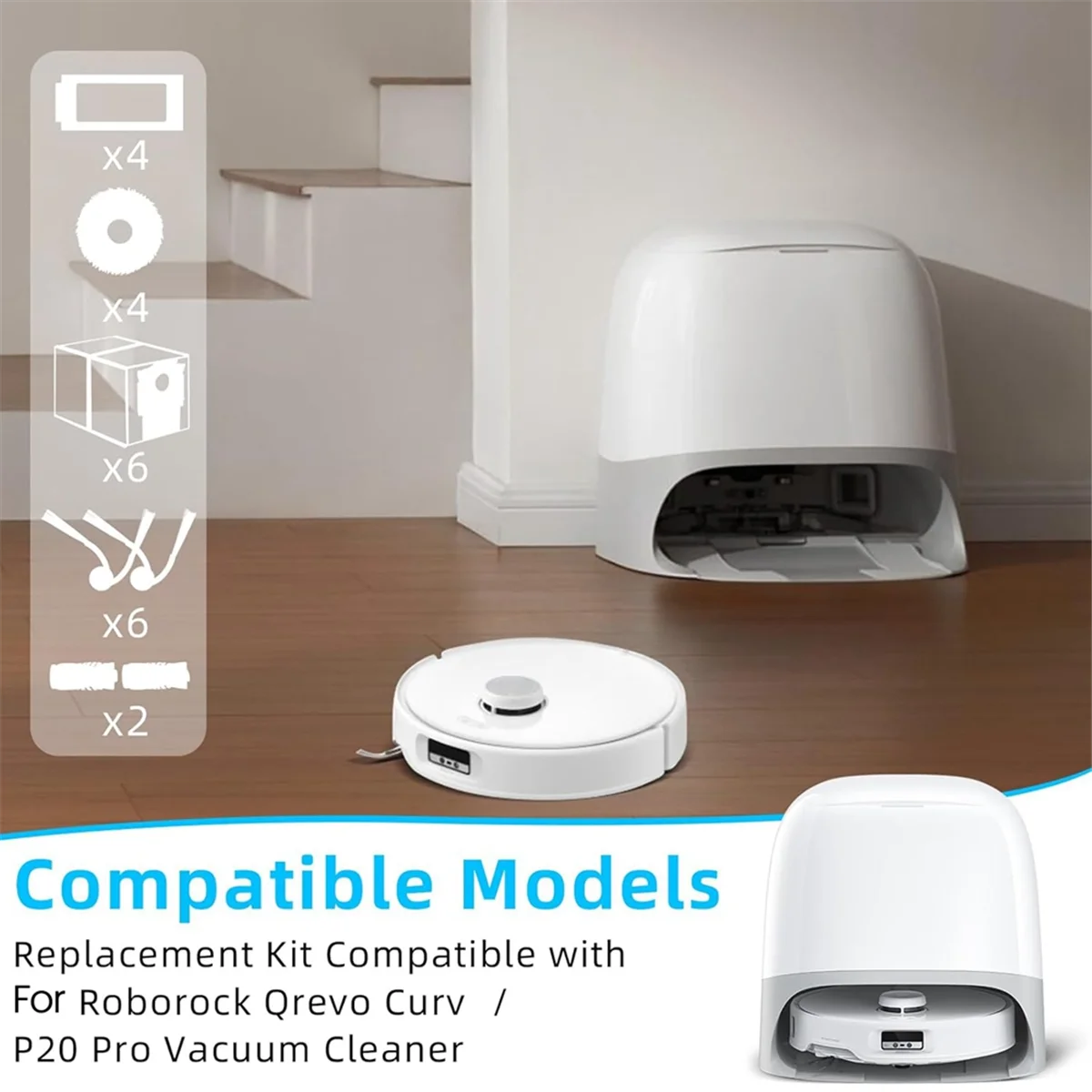 สําหรับ Roborock Qrevo Curve/P20 Pro เครื่องดูดฝุ่นหลักแปรงด้านข้างตัวกรอง HEPA Mop ผ้าฝุ่นเปลี่ยนชิ้นส่วน