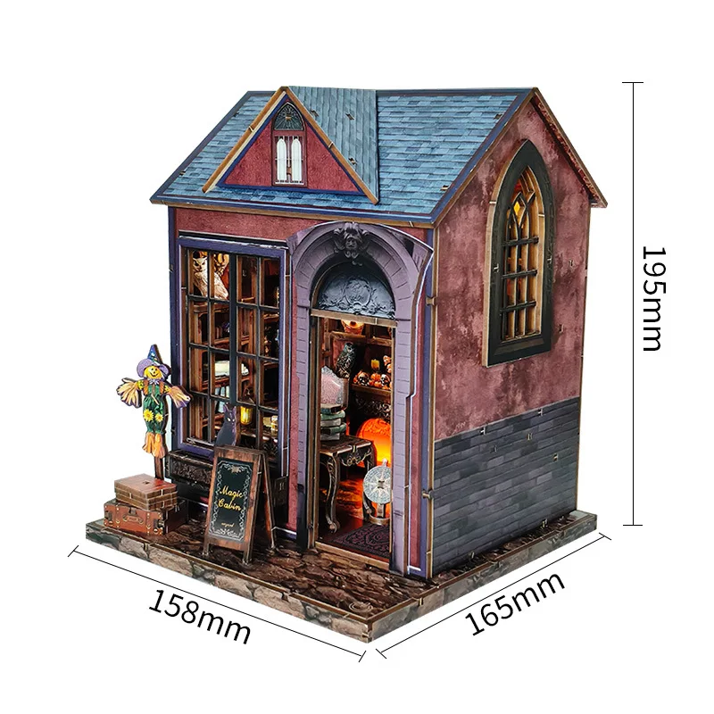 DIY Wooden Miniature Building Kits Dark House Cottage Doll Houses With Furniture Casa Dollhouses for Friends Halloween Gifts