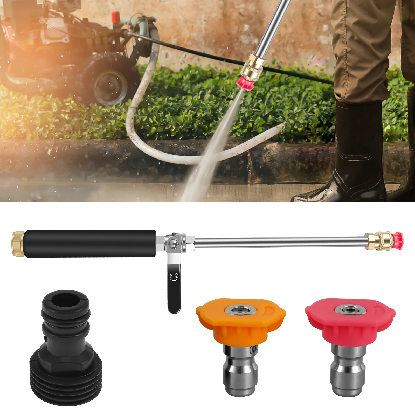 

Jet Washer Wand Heavy Duty Metal High Pressure Washer Tools High Pressure Washer Wand with 2 Nozzles and Connector Multipurpose