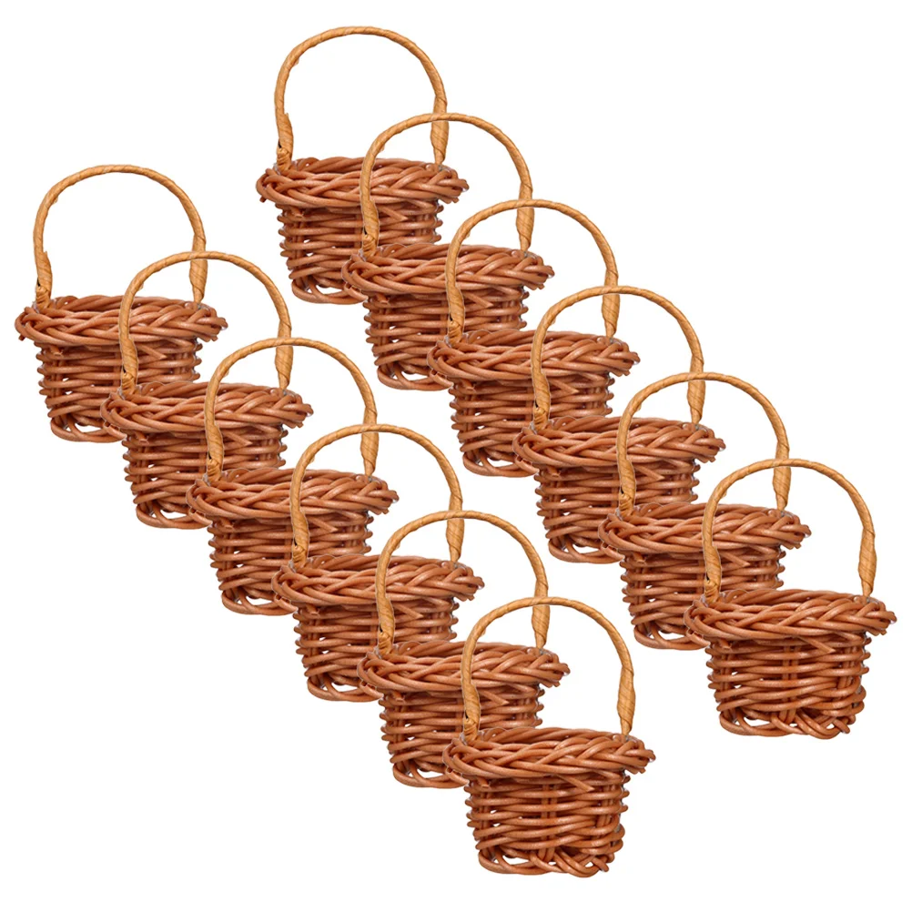 6 Pcs Woven Basket House Decoration Mini Bread Plastic Accessories Miniature Flower