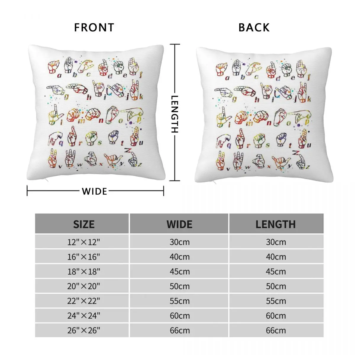 American Sign Language Square Pillowcase Polyester Linen Velvet Creative Zip Decorative Throw Pillow Case Bed Cushion Cover