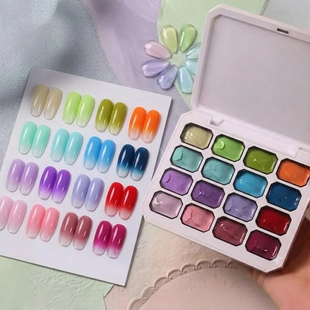 16 Color Y2K Nail Gel Set, Dopamine Macaron Solid Gel, High Saturation Shimmer, LED Nail Art, DIY Nail Design, Nail Balm