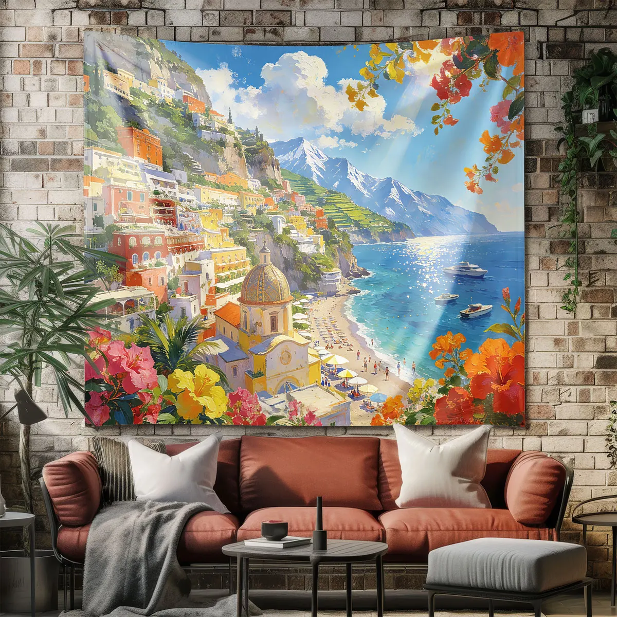 1 Stück Stadtlandschaft Bedruckter Wandteppich in Verschiedenen Größen Wohnzimmer Wanddekoration Kunst Hintergrundstoff Raumdekoration