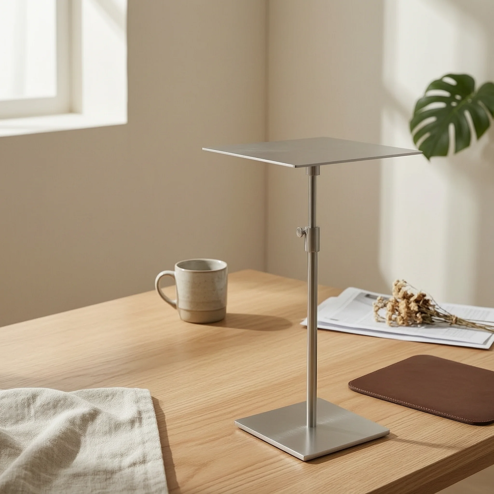 Height Adjustable Side Table Smudge-resistantResistant Metal Side Table Nightstand Slim Furniture Sturdy for Living Room