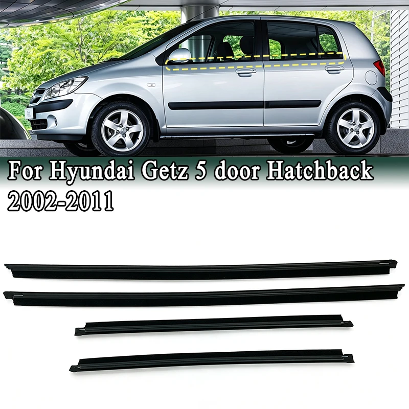 For Hyundai Getz 2002-2011 5 Door Hatchback Window Weatherstrip Door Outer Glass Sealing Strip Belt Trim 82210-1C001 82220-1C001