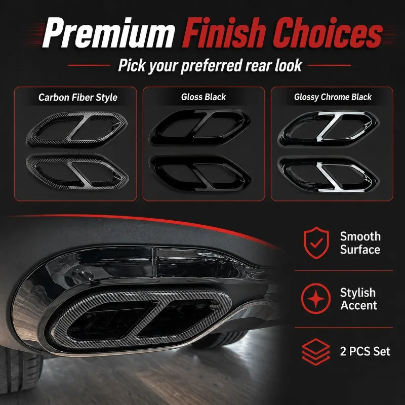 2PCS Exhaust Outlet Trim Cover for Mercedes Benz GLC X254 2023+ GLC260 GLC300 Rear Tailpipe Frame AMG Style view 2