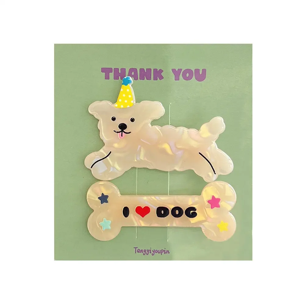 2pcs Lovely Cartoon Animal Hairpins for Children Acrylic Colorful Cat Dog Small Hair Clip Girl\'s Hair Accessories