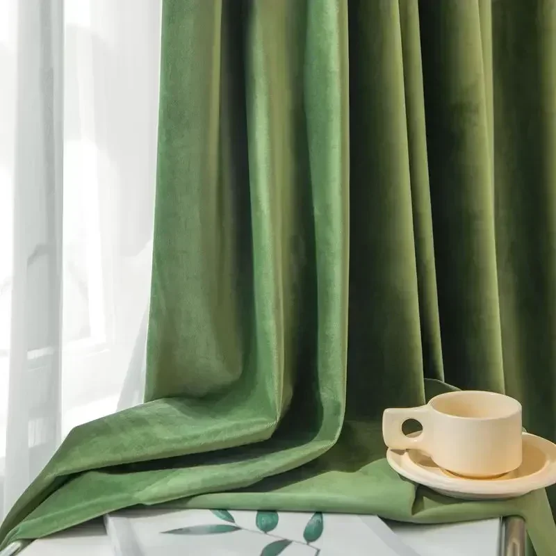 

Custom Size Light Luxury Living Room Curtain Velvet Solid Color Decoration Bedroom Window Modern Minimalist Curtains