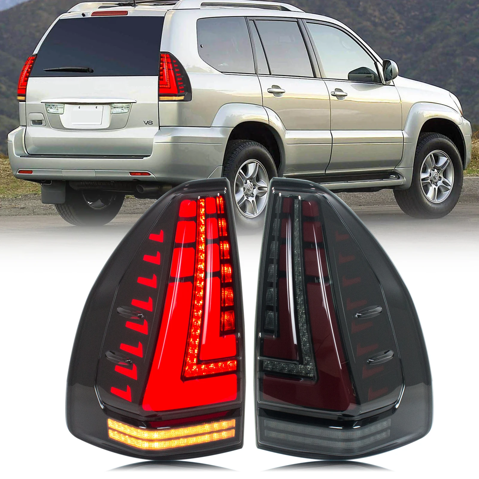 

LED Tail Lights Assembly for Lexus GX470 2003-2007 Sequential Signal Sequential Turn Signal Trunk Rear Brake Lamps Assembly