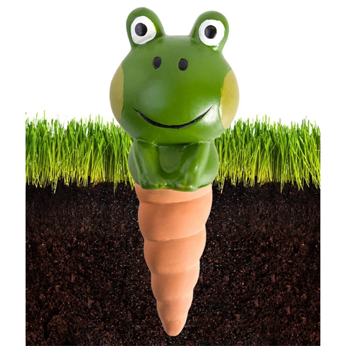 4Pcs Cartoon Frog Automatic Clay Watering Stakes Plant Dripper Device Terracotta Potted for Indoor Outdoor Garden YardJAS