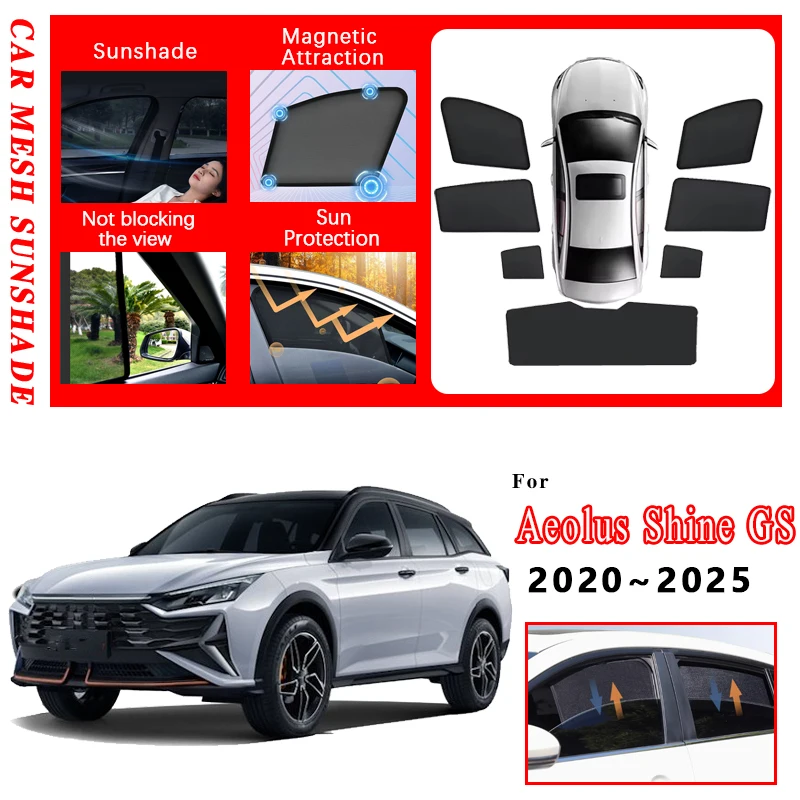 

Car Full Coverage Sunshades For Aeolus Shine GS Dongfeng Accessories Yixuan GS 2020~2025 Heat Insulation Mesh Sun Shades Visor