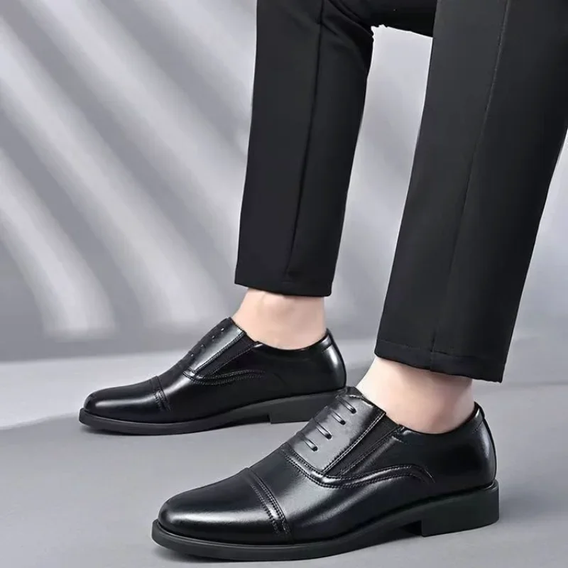 2024 High Quality Leather Men Shoes Lace-Up Business Dress Men Oxfords Shoes Male Formal Shoes Their Flat Office