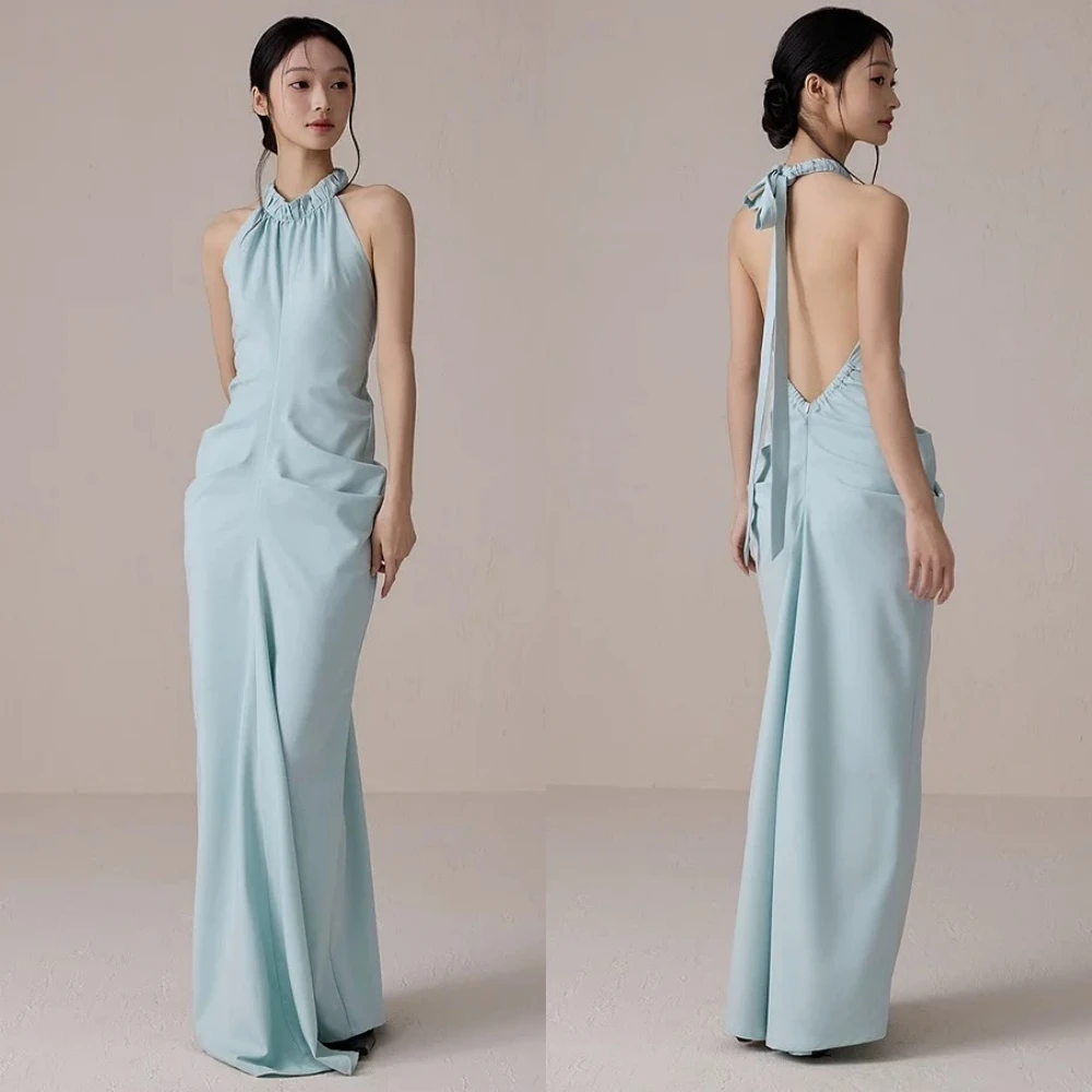 Customized Straight Halter Sleeveless Elegant Formal Evening Dress Modern Classic Party Dress Fashion Delicate Prom Dress