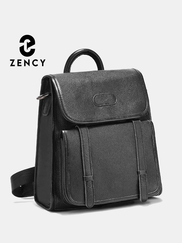 

Zency Black Backpack Retro Satchel Rucksack Women Convertible Shoulder Bag High Quality Genuine Leather