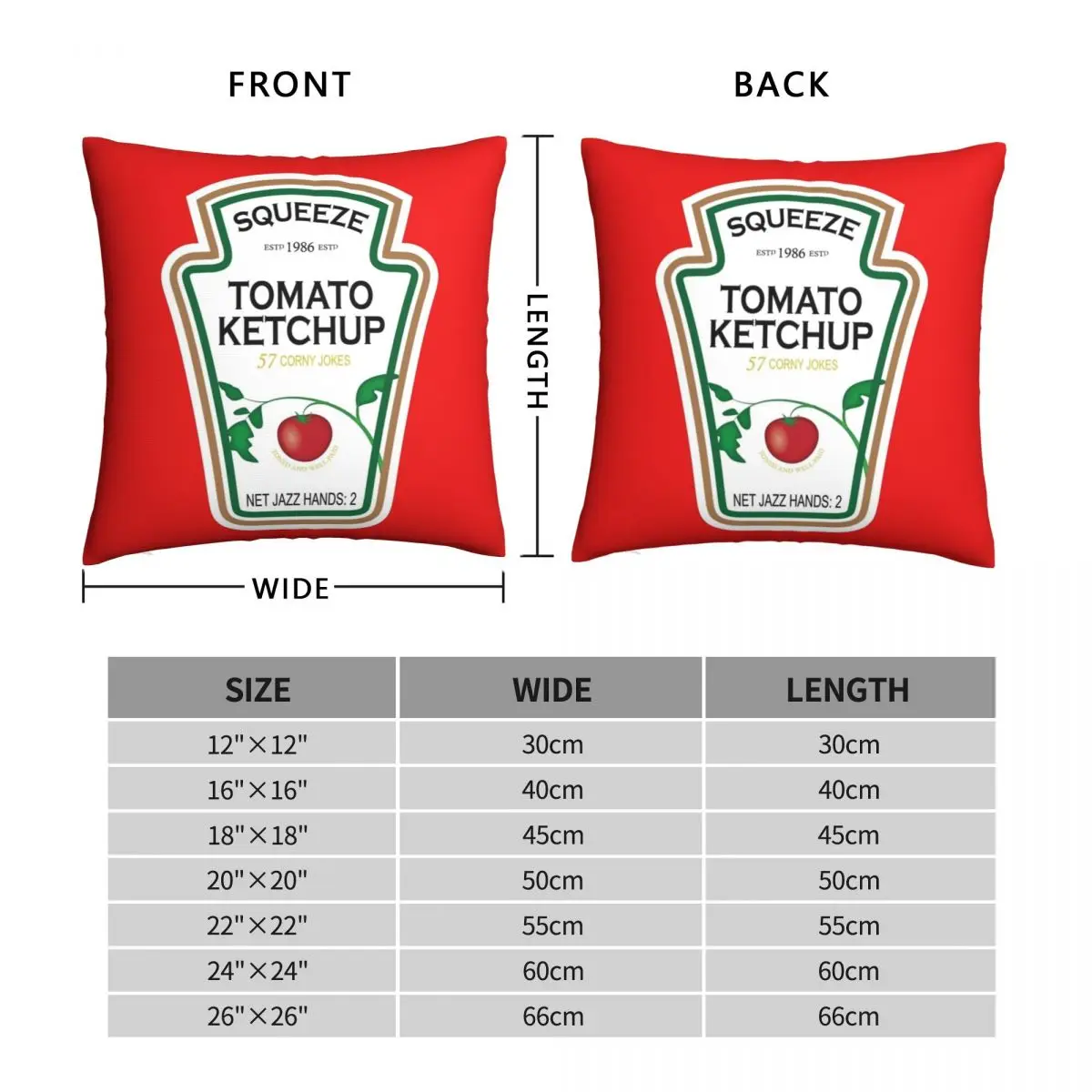 Funny Ketchup Label Pillowcase Polyester Linen Velvet Pattern Zip Decorative Pillow Case Car Cushion Cover