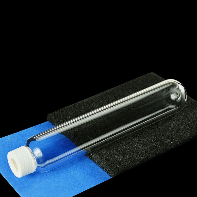 Quartz round bottom threaded bottle with injectable cap sampling bottle, high temperature resistant integrated molding