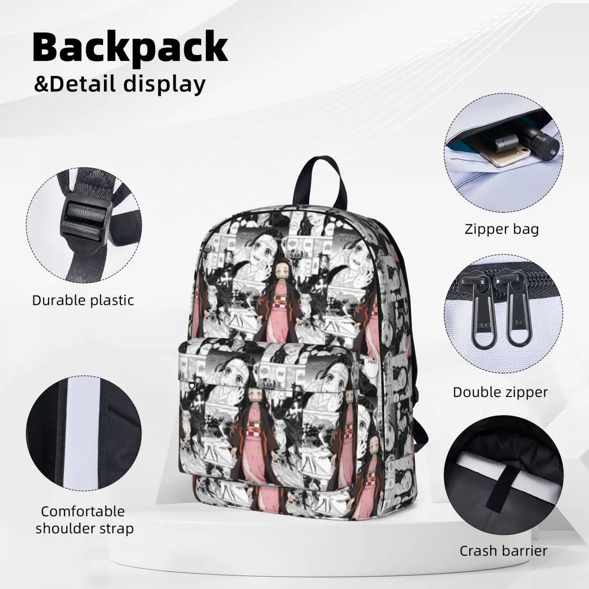 Anime Demon Slayer Kamado Tanjirou Backpacks Large Capacity Student Book bag Shoulder Bag Travel Rucksack Children School Bag