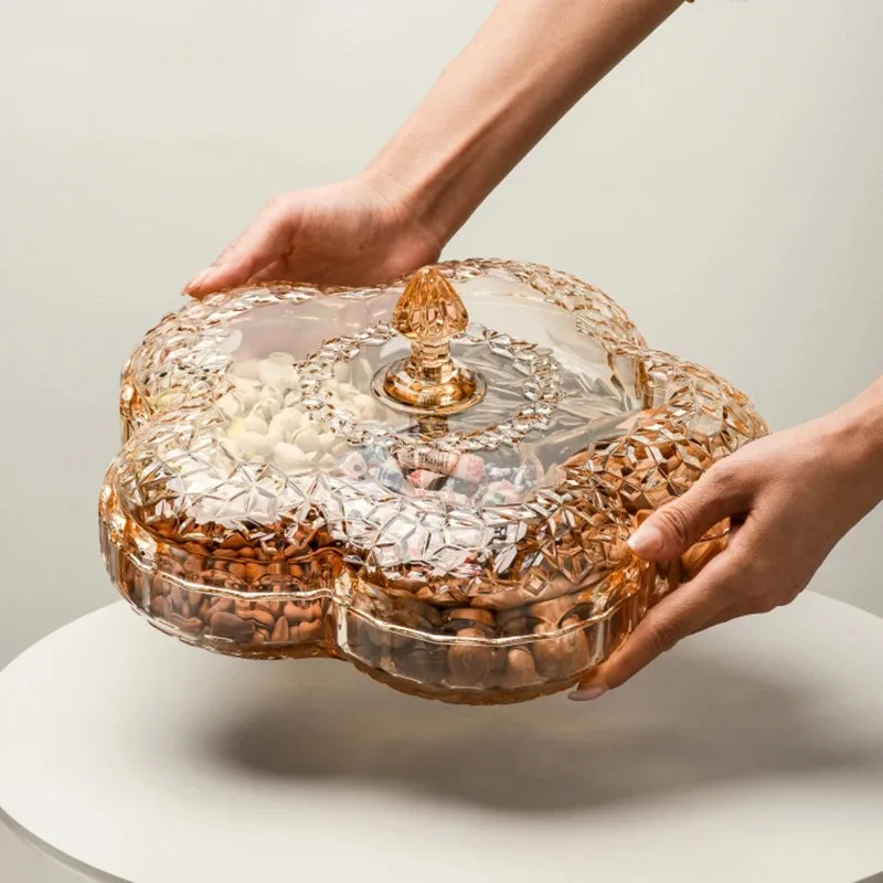 

Пластиковая тарелка для закусок, тарелка с фруктами, коробка для хранения конфет с несколькими сетками, бытовые подносы для сушеных орехов с крышкой, контейнеры