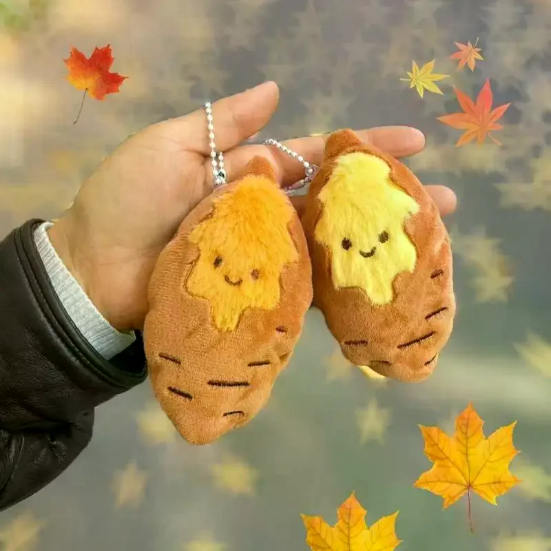 Adorable Roasted Sweet Potato Plush Keychain Kawaii Simulated Food Stuffed Charm for Backpack Best Friend Gift