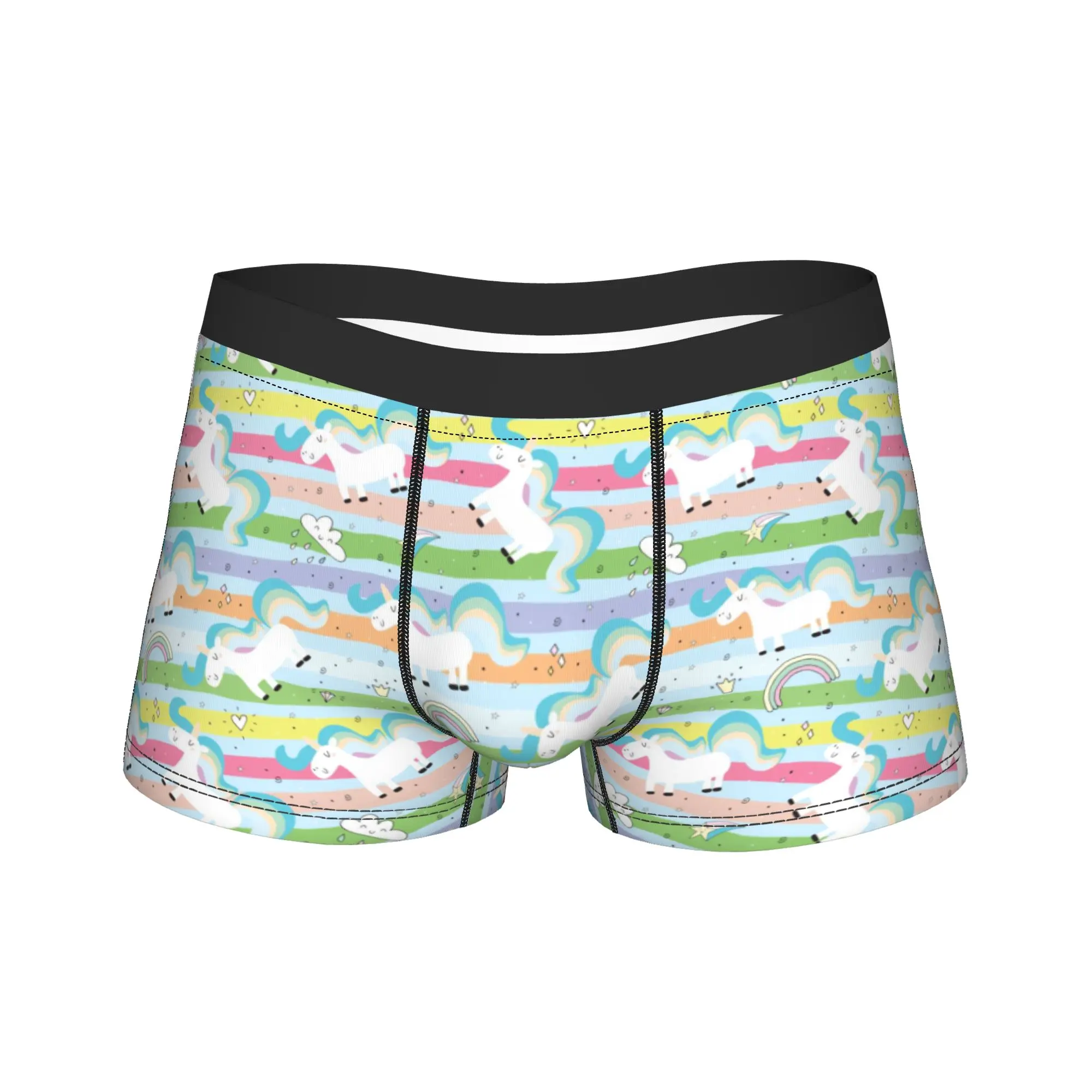 Rainbow Unicorn Cartoon Underwear  Men's Panties Printing Sexy Soft Boxer Shorts Trenky Boxer Brief Plus Size