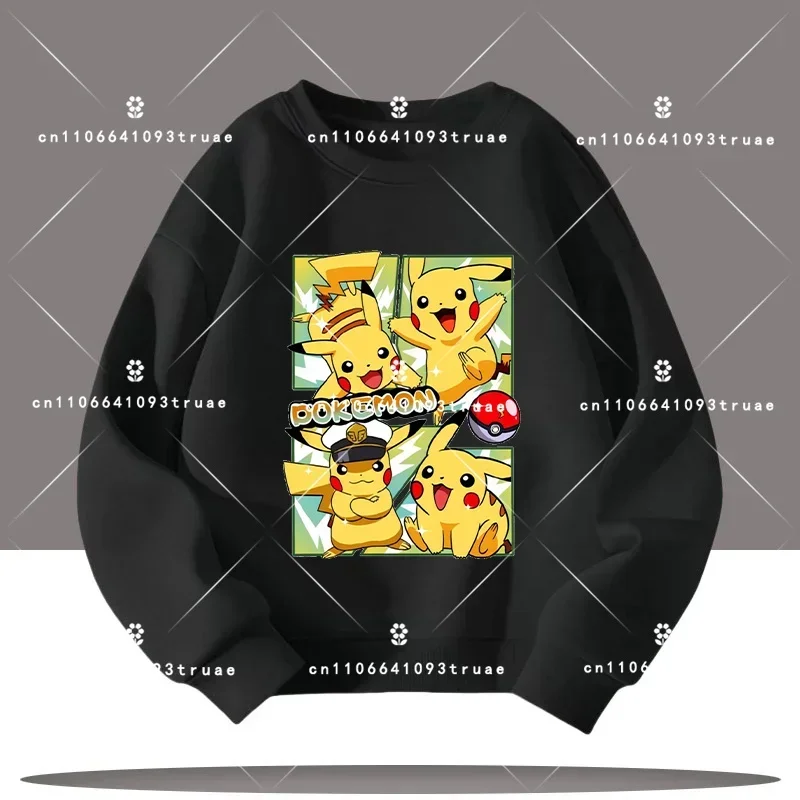 

2026 Children's crew-neck sports shirt Pikachu boys and girls casual top Pokémon cartoon print fall/winter long-sleeve shirt