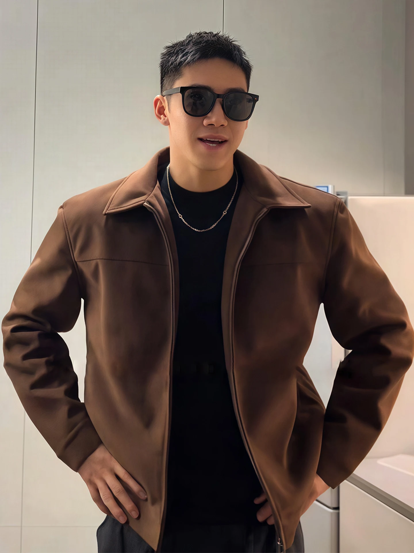 

Мужская куртка Browan American Sle Suede Jaet из матовой замши, высококачественная, повседневная, для активного отдыха, с воротником, в стиле ретро, свободного кроя, с длинными рукавами