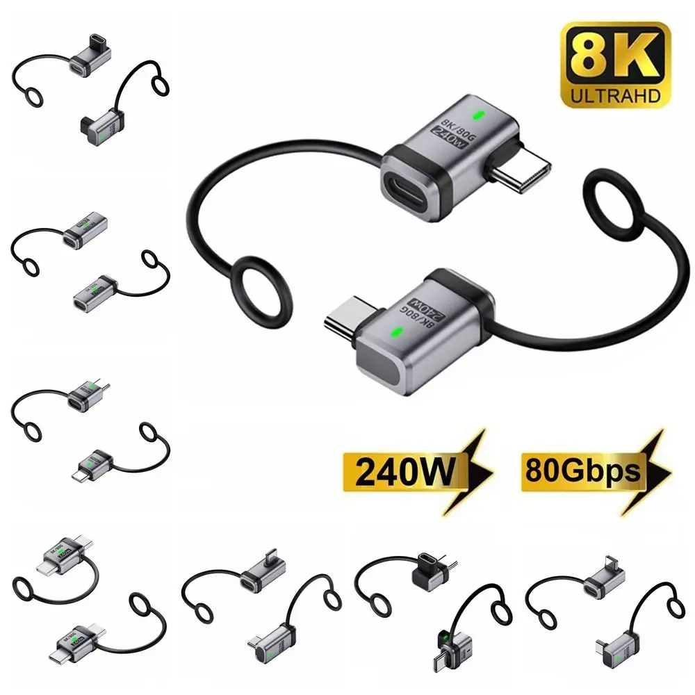 

PD 240W USB4.0 Extender 8K 60HZ Data Transmission Type-C Adapter 80Gbps Aluminum Alloy Extension Connector for Phone Laptop
