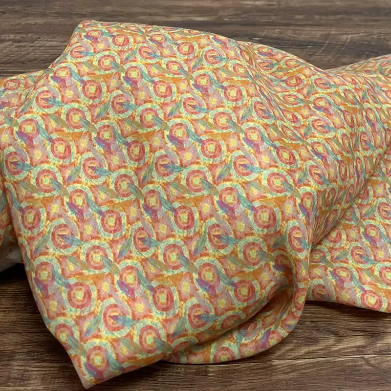 Yellow Printed 100%  Ramie Fabric for DIY Sewing Skirts Clothing Fabric Ramie Material for Crafting