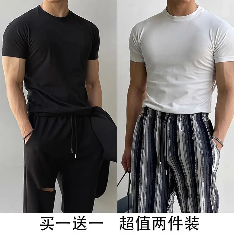 

Muscle Tough Guy Fitness T-shirt Men's Short-Sleeved Summer Sports Training Top Tight Bottoming Shirt