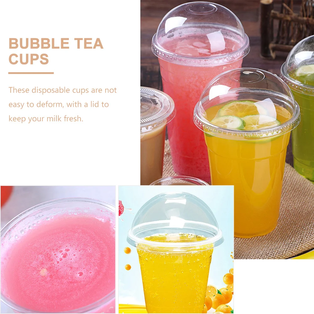 30 Sets Drink Juice Cup Multi-function Cups Packing Transparent Beverage Fruit with Lid Lemonade Cold Clear Milk Coffee Mugs