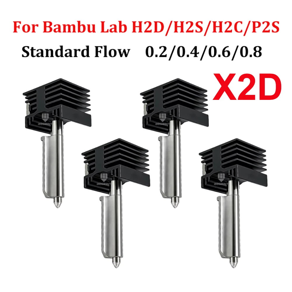 X2D Hotend für Bambu Lab P2S Hotend, einteilige Düsen 0,2/0,8/0,6/0,4 mm, integrierte Hotend-Düse für Bambulab H2D H2C H2S