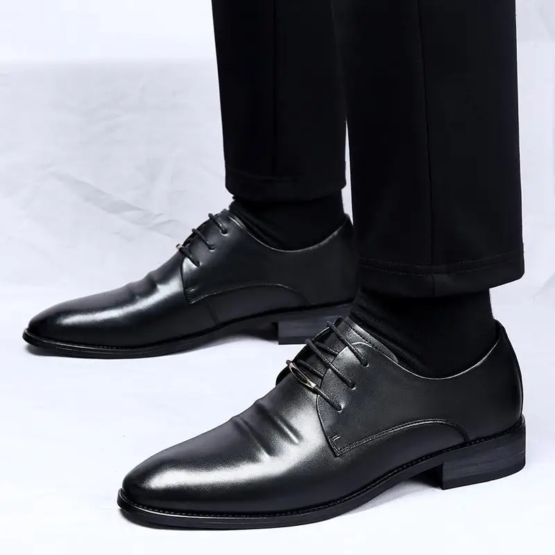 Party Boys Men's Retro Classic Office Business Casual Leather Business Dress Leather Shoes for Work