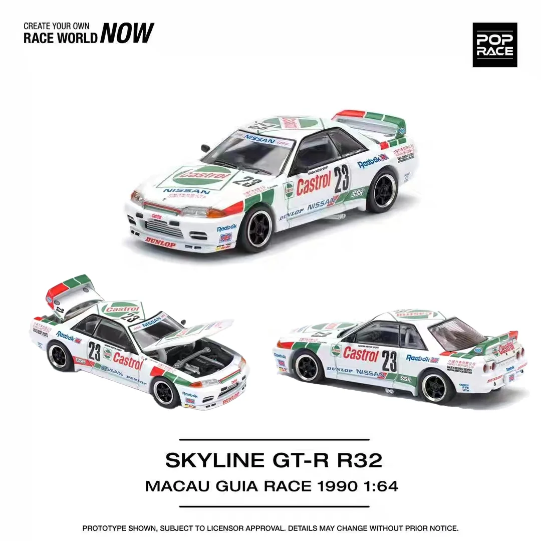 

POP RACE 1/64 SKYLINE GT-R (BNR32) -MACAU GUIA RACE 1990 Champion #23 Alloy Car Model Children's Toy Gift