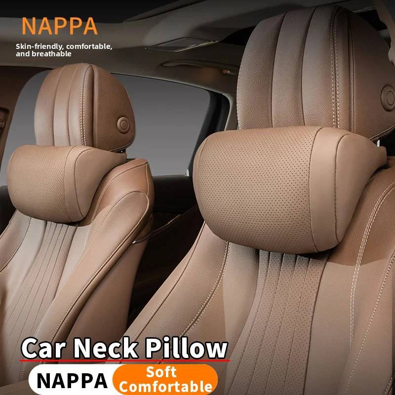 

Car Headrest Breathable Head Neck Rest Pillow NAPPA Leather Car Seat Head Support Pillow Protector Neck Cushion Car Accessories