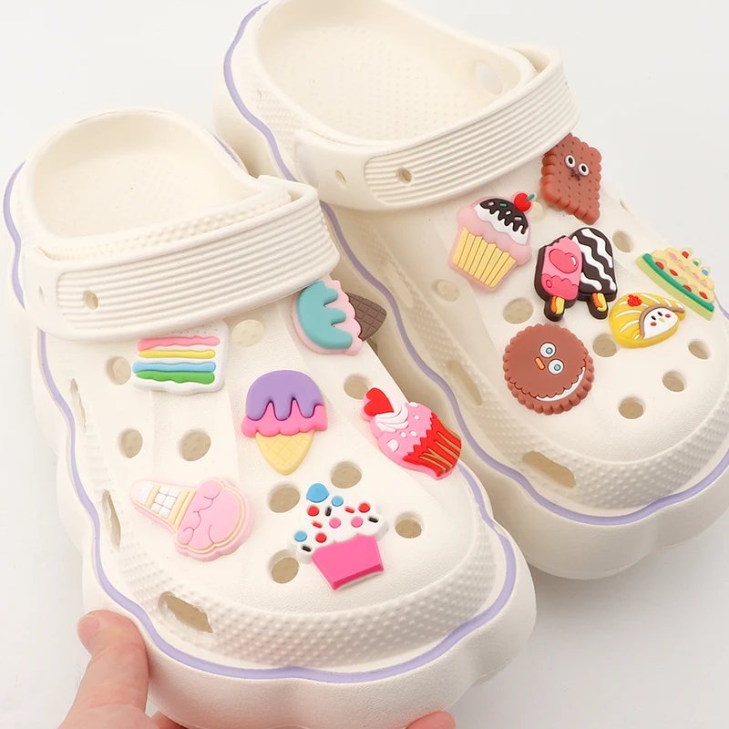 

New Ice Cream Shoe Charms for Clog Sandals Summer Decoration Cake Biscuit Shoes Accessories for Men Women Party Favor Gift