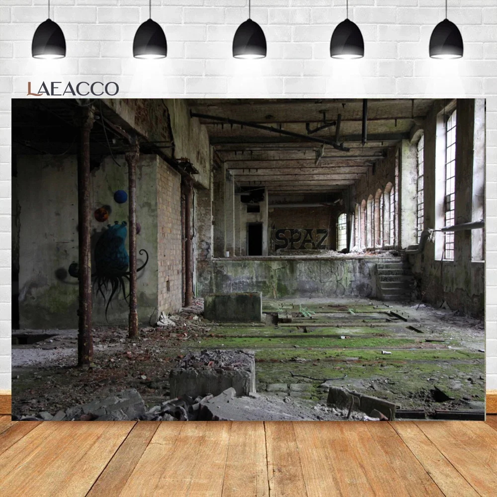 Laeacco Retro Abandoned Spiral Staircase Interior Halloween Photocall Background Baby Portrait Customized Photography Backdrops